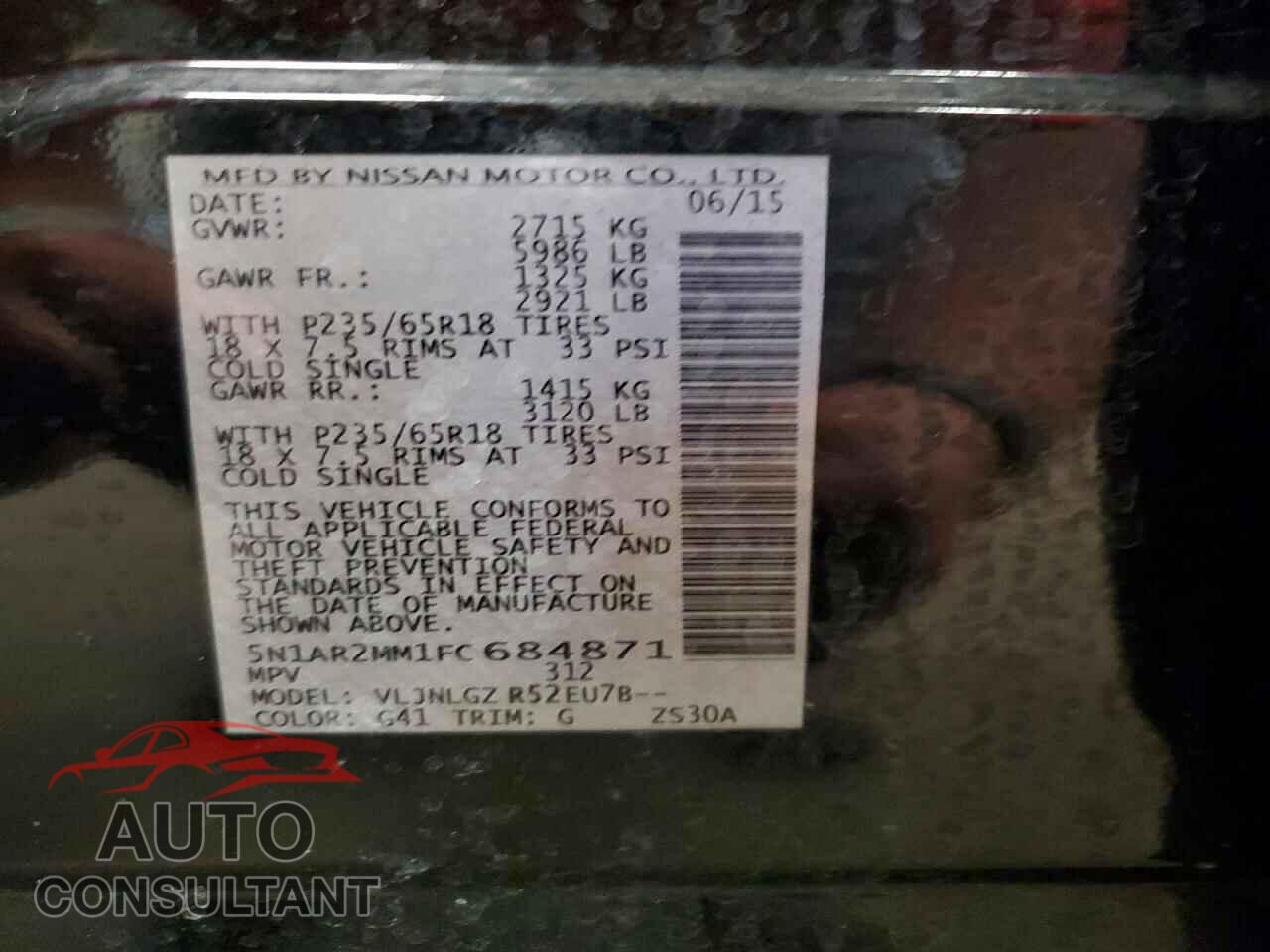 NISSAN PATHFINDER 2015 - 5N1AR2MM1FC684871