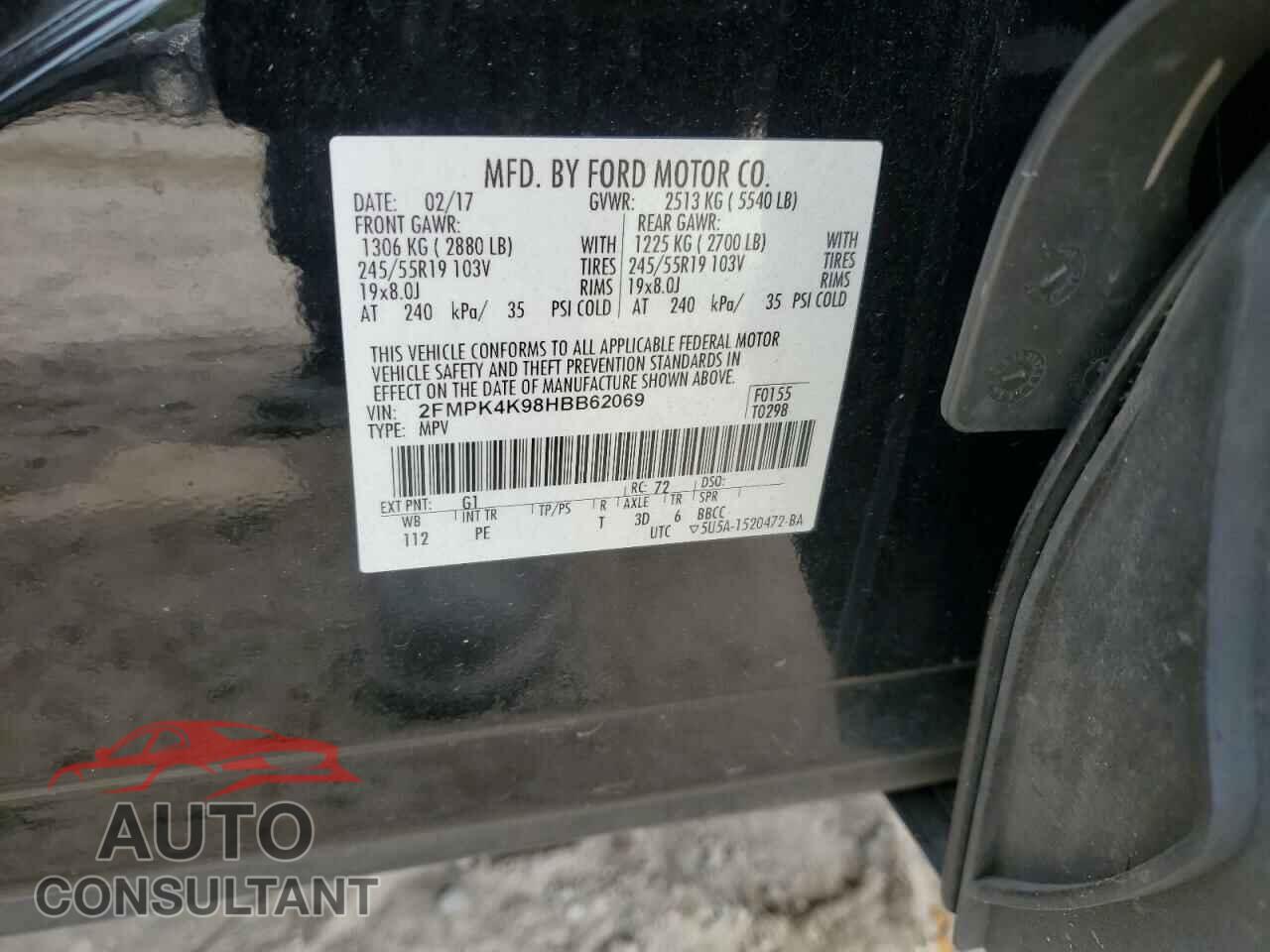 FORD EDGE 2017 - 2FMPK4K98HBB62069