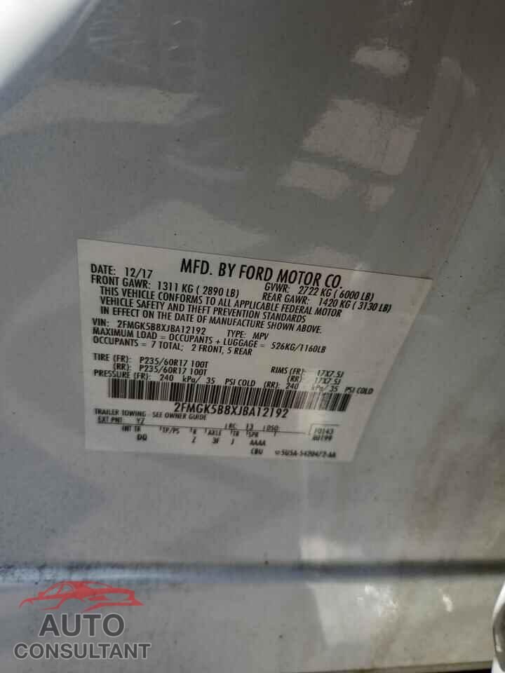 FORD FLEX 2018 - 2FMGK5B8XJBA12192