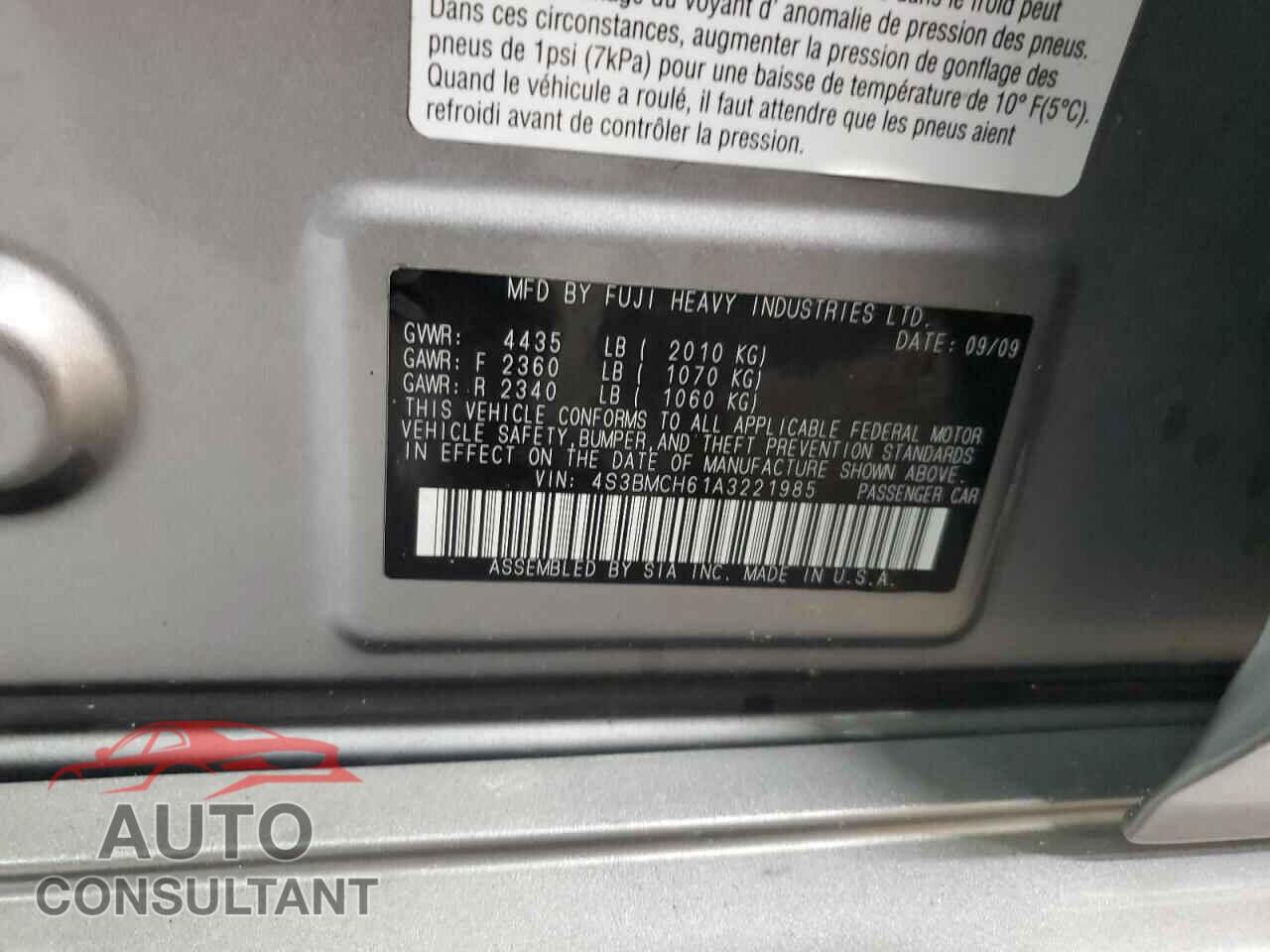 SUBARU LEGACY 2010 - 4S3BMCH61A3221985