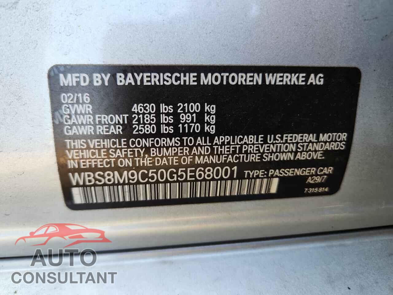 BMW M3 2016 - WBS8M9C50G5E68001