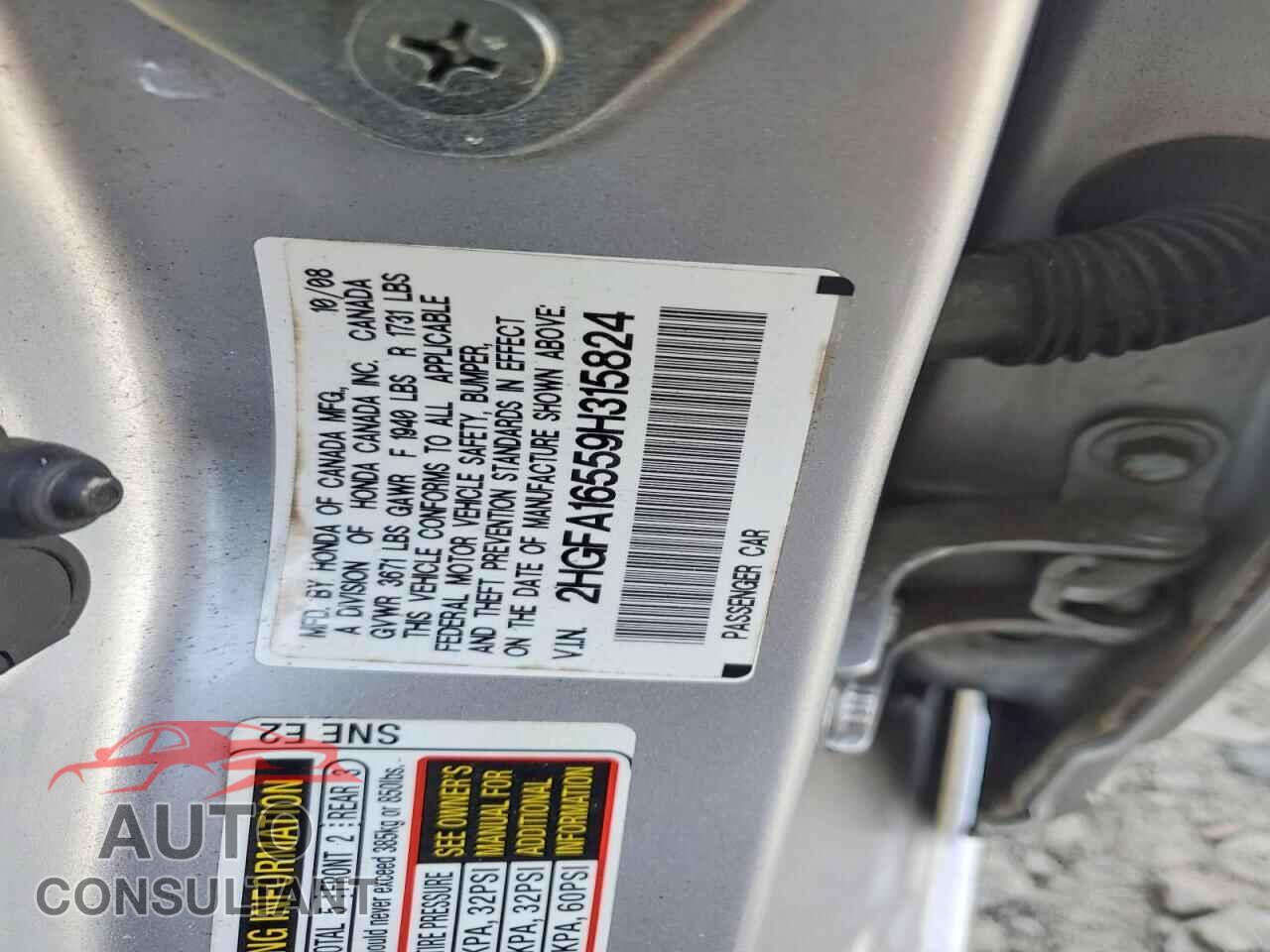 HONDA CIVIC 2009 - 2HGFA16559H315824