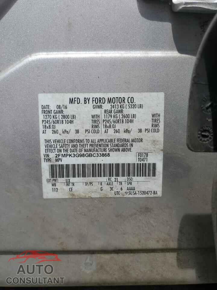FORD EDGE 2016 - 2FMPK3G98GBC33868