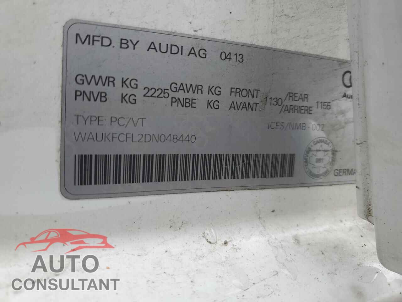 AUDI A4 2013 - WAUKFCFL2DN048440