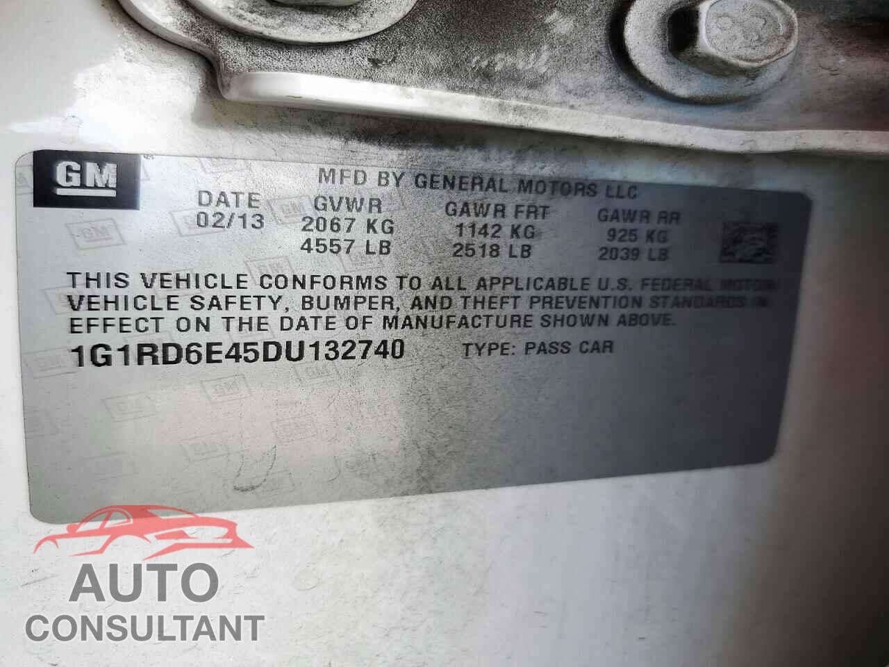 CHEVROLET VOLT 2013 - 1G1RD6E45DU132740