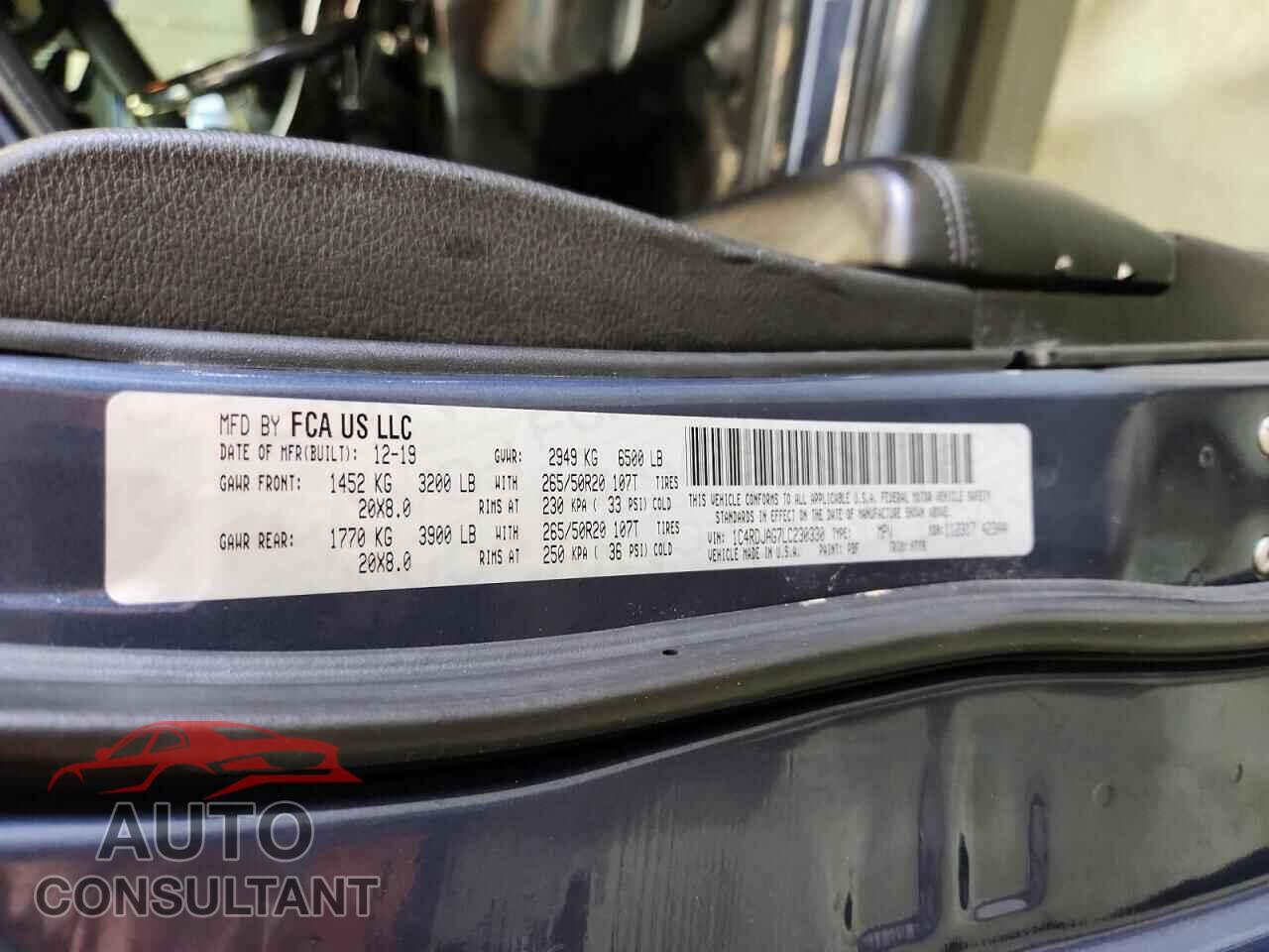 DODGE DURANGO 2020 - 1C4RDJAG7LC230330