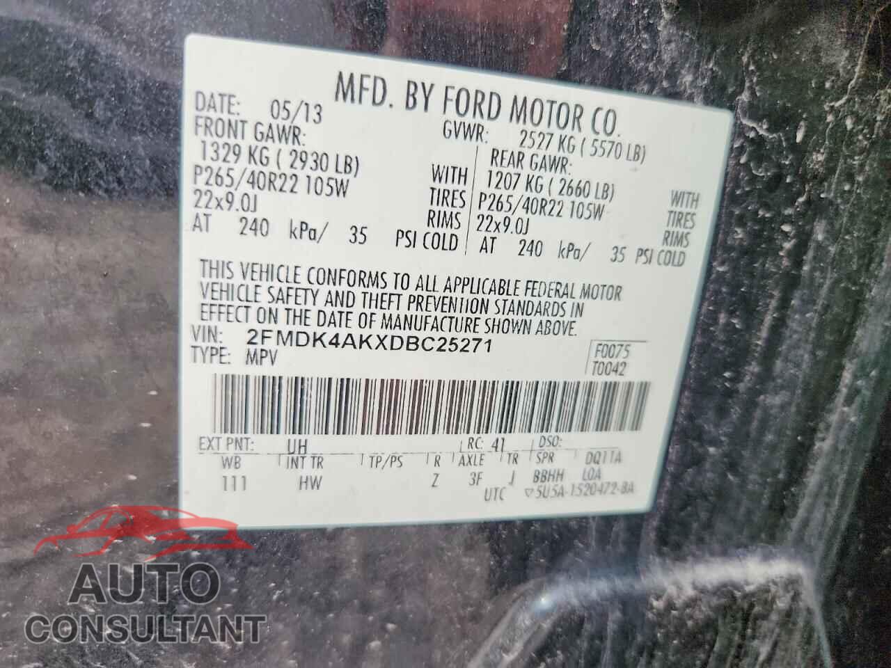 FORD EDGE 2013 - 2FMDK4AKXDBC25271