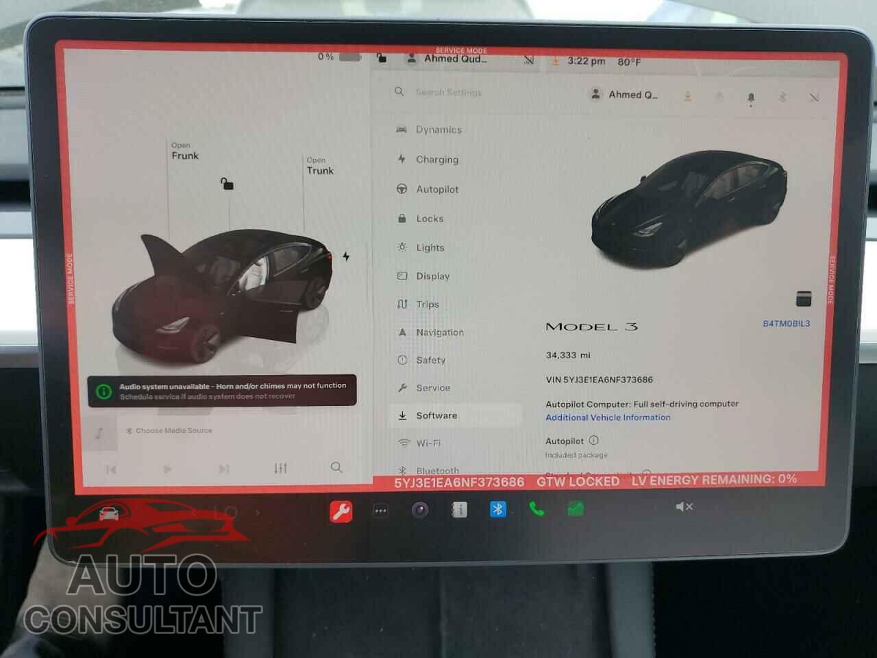 TESLA MODEL 3 2022 - 5YJ3E1EA6NF373686
