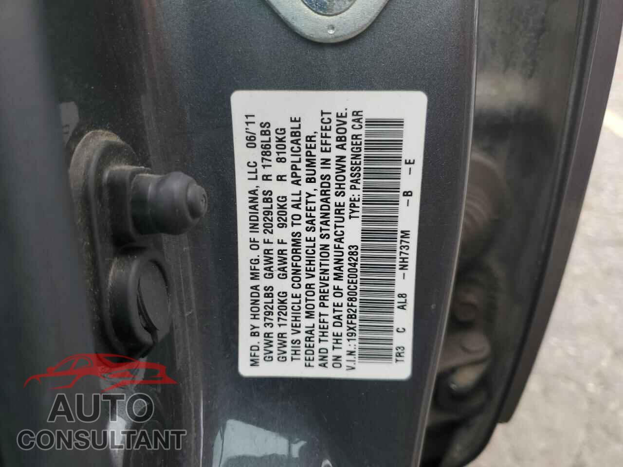 HONDA CIVIC 2012 - 19XFB2F80CE004283