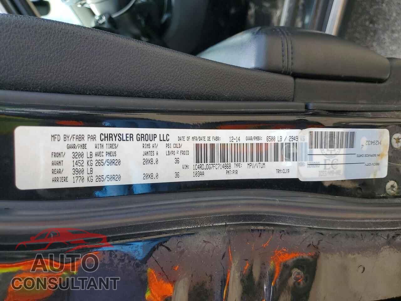 DODGE DURANGO 2015 - 1C4RDJDG7FC714868