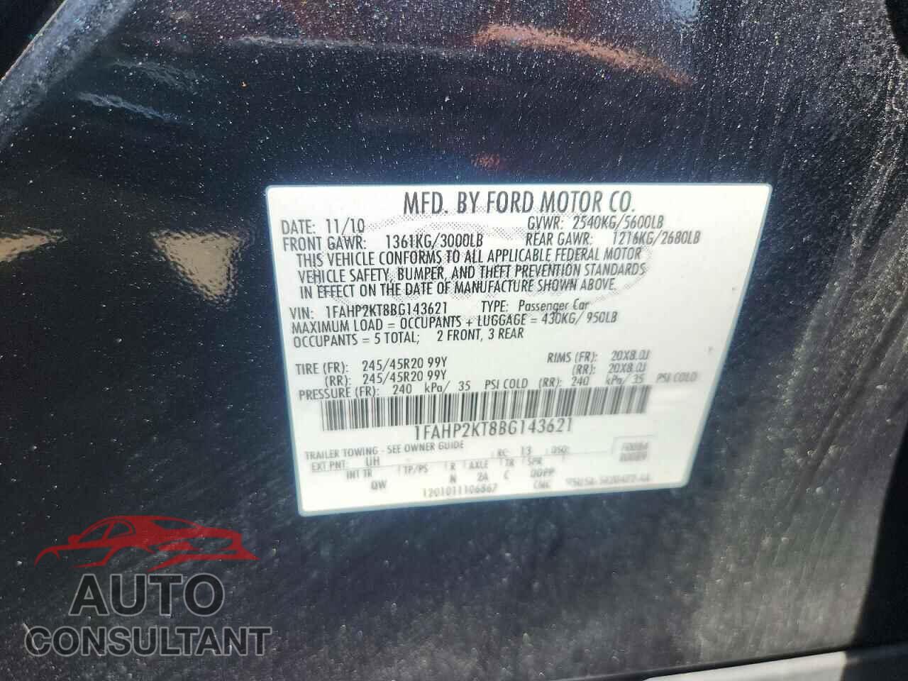 FORD TAURUS 2011 - 1FAHP2KT8BG143621
