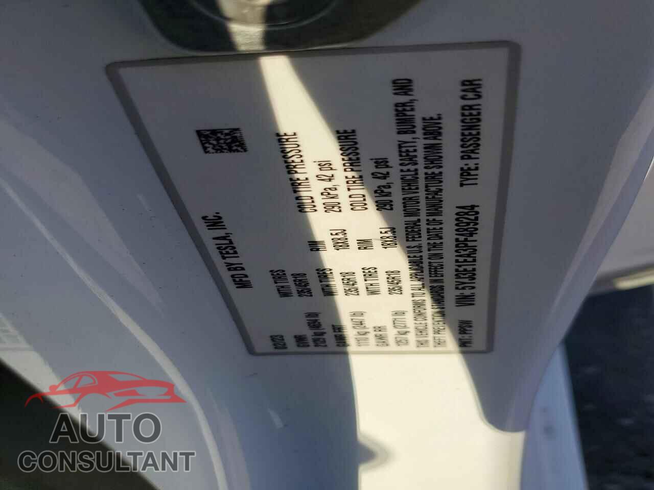 TESLA MODEL 3 2023 - 5YJ3E1EA3PF489284