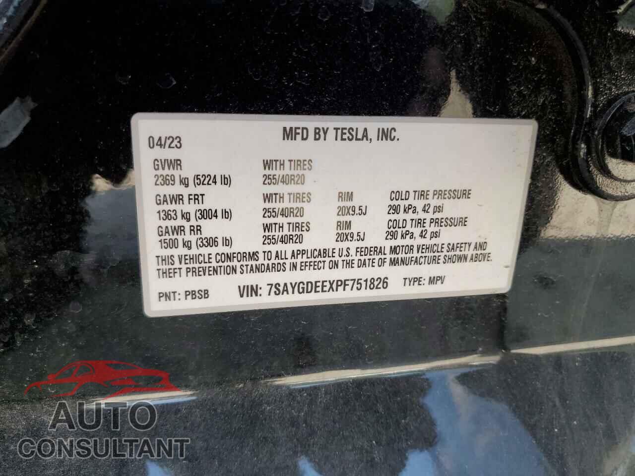 TESLA MODEL Y 2023 - 7SAYGDEEXPF751826
