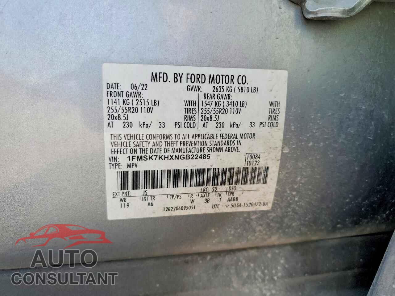 FORD EXPLORER 2022 - 1FMSK7KHXNGB22485