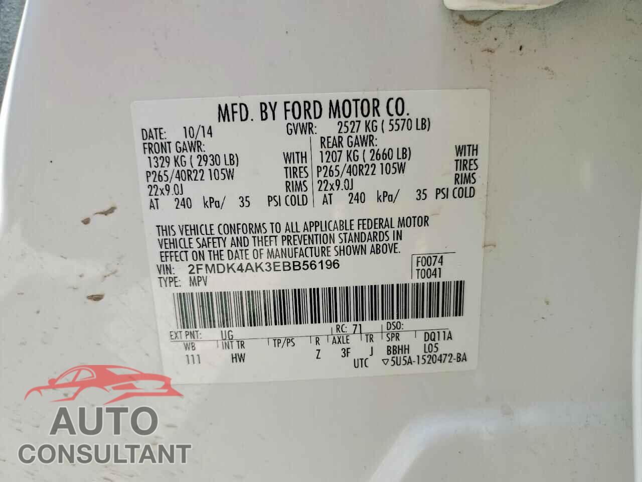 FORD EDGE 2014 - 2FMDK4AK3EBB56196