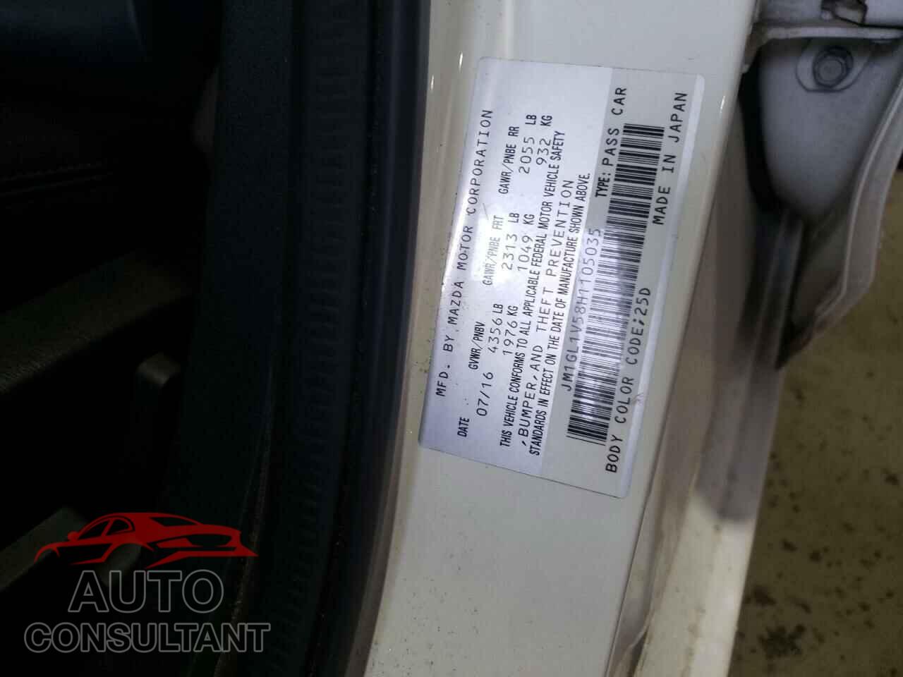 MAZDA 6 2017 - JM1GL1V58H1105035