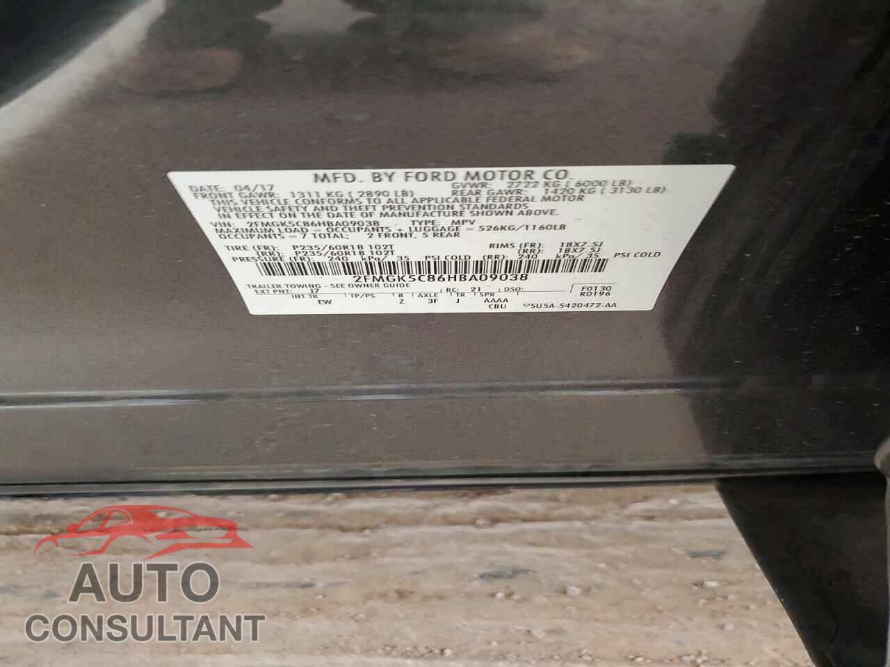 FORD FLEX 2017 - 2FMGK5C86HBA09038