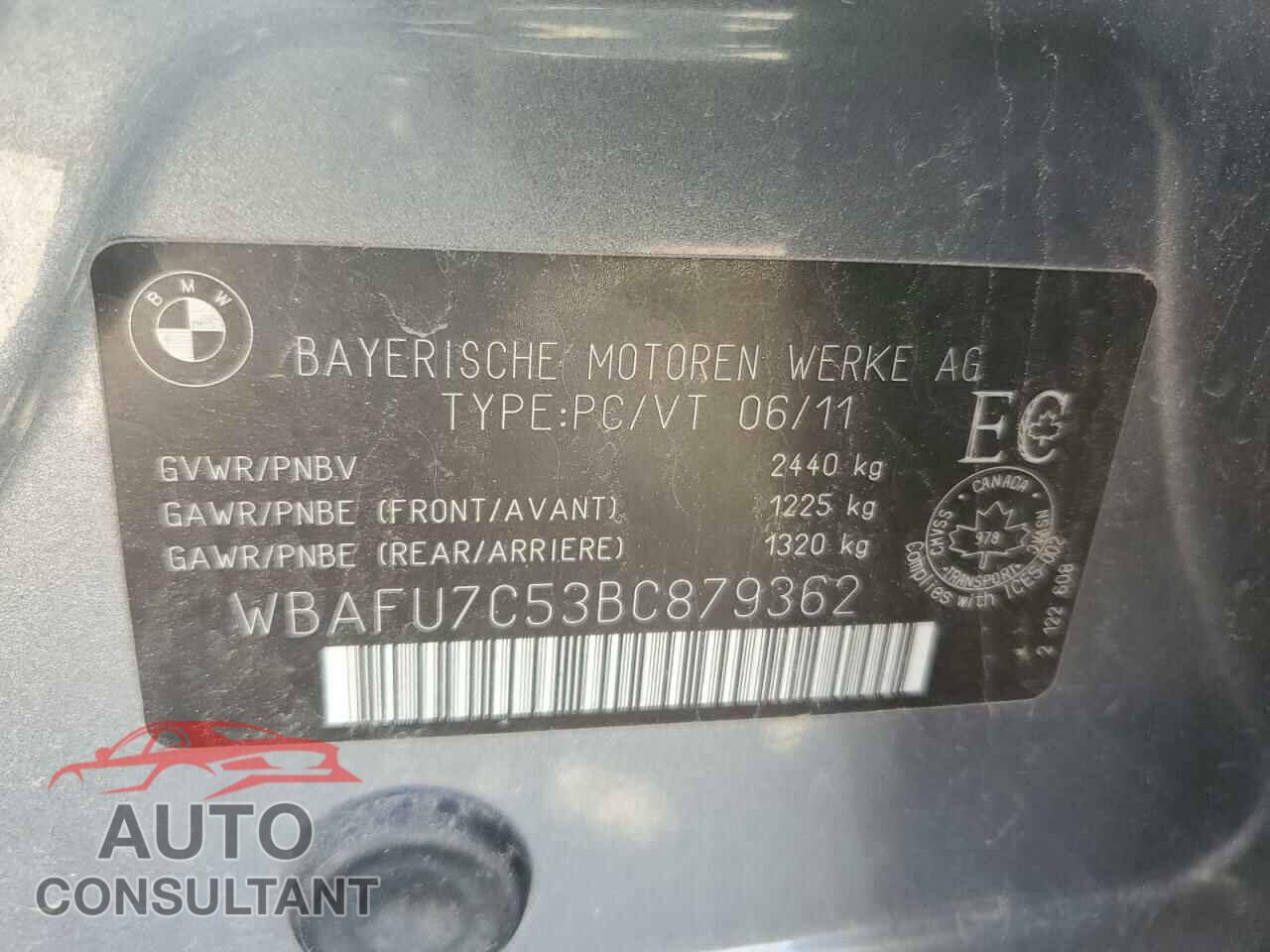 BMW 5 SERIES 2011 - WBAFU7C53BC879362