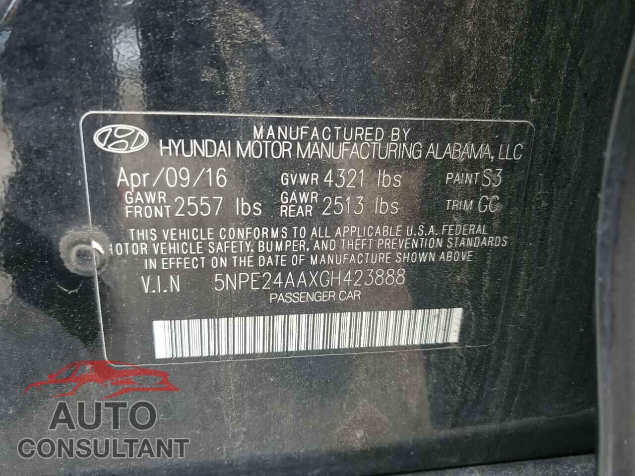 HYUNDAI SONATA 2016 - 5NPE24AAXGH423888