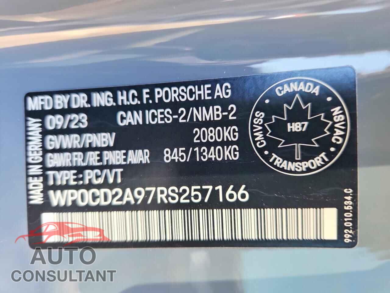PORSCHE 911 2024 - WP0CD2A97RS257166