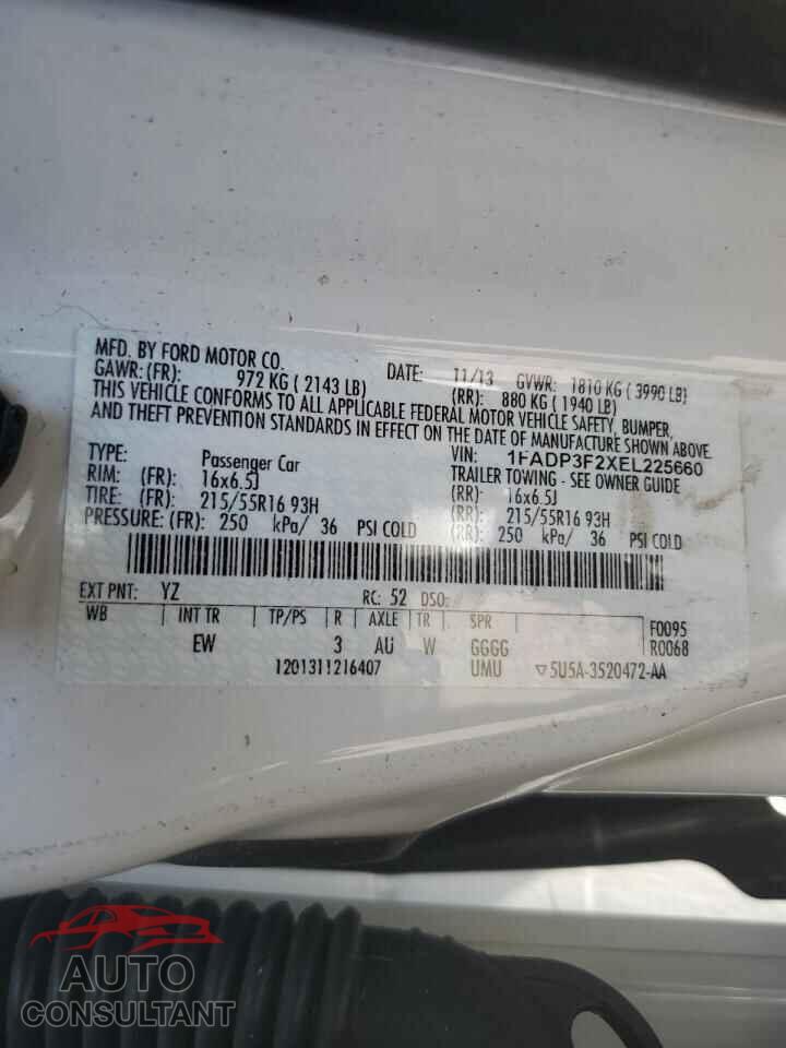 FORD FOCUS 2014 - 1FADP3F2XEL225660