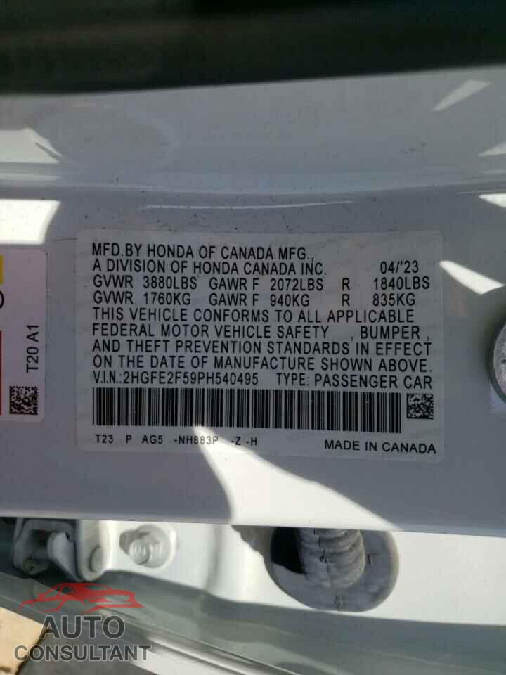 HONDA CIVIC 2023 - 2HGFE2F59PH540495