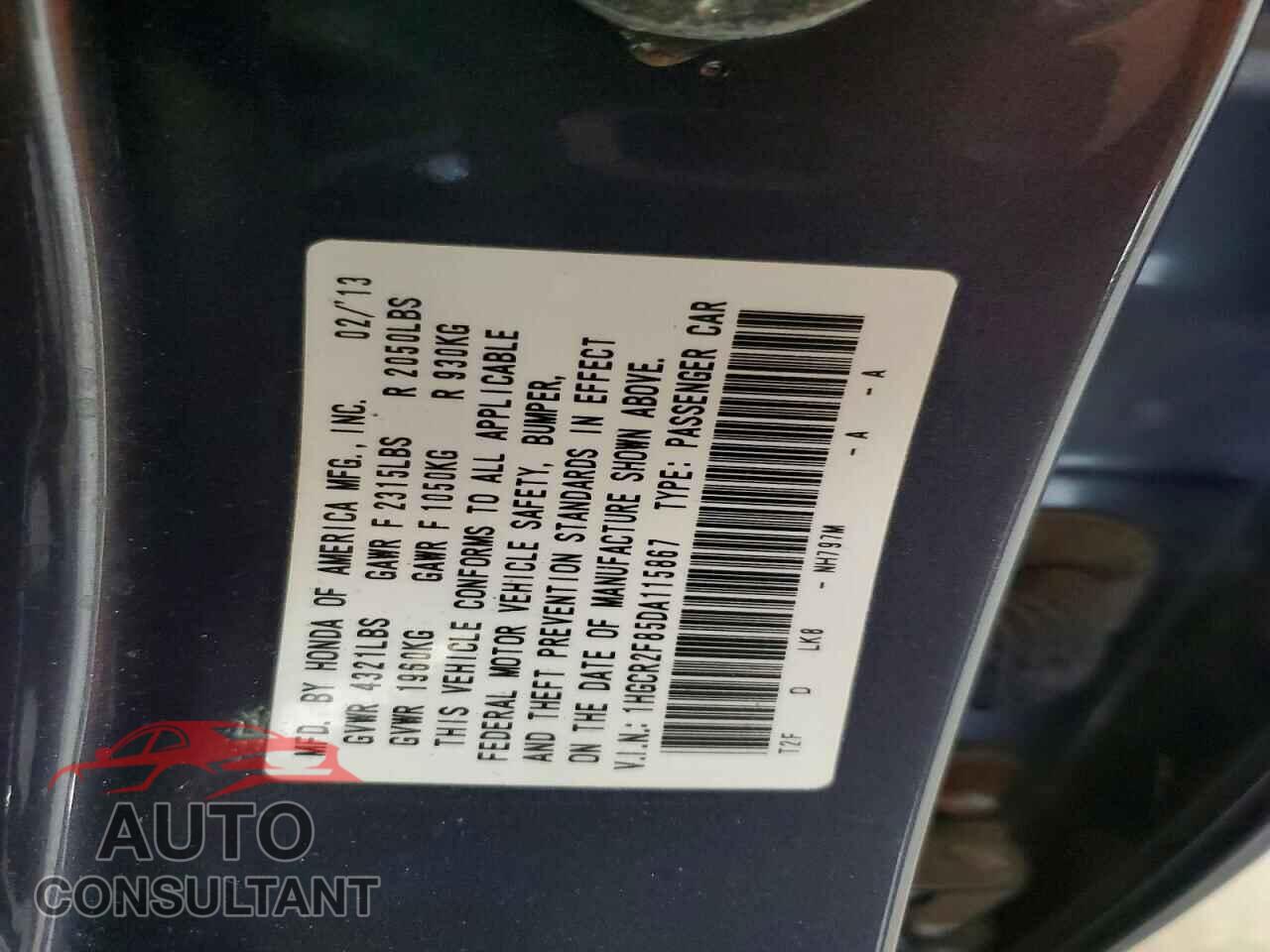 HONDA ACCORD 2013 - 1HGCR2F85DA115867