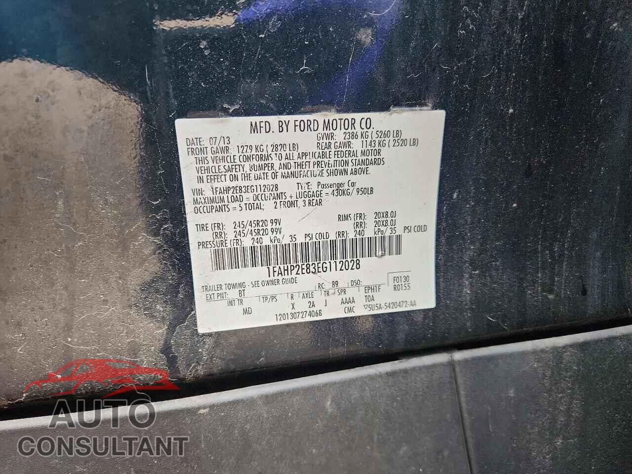 FORD TAURUS 2014 - 1FAHP2E83EG112028