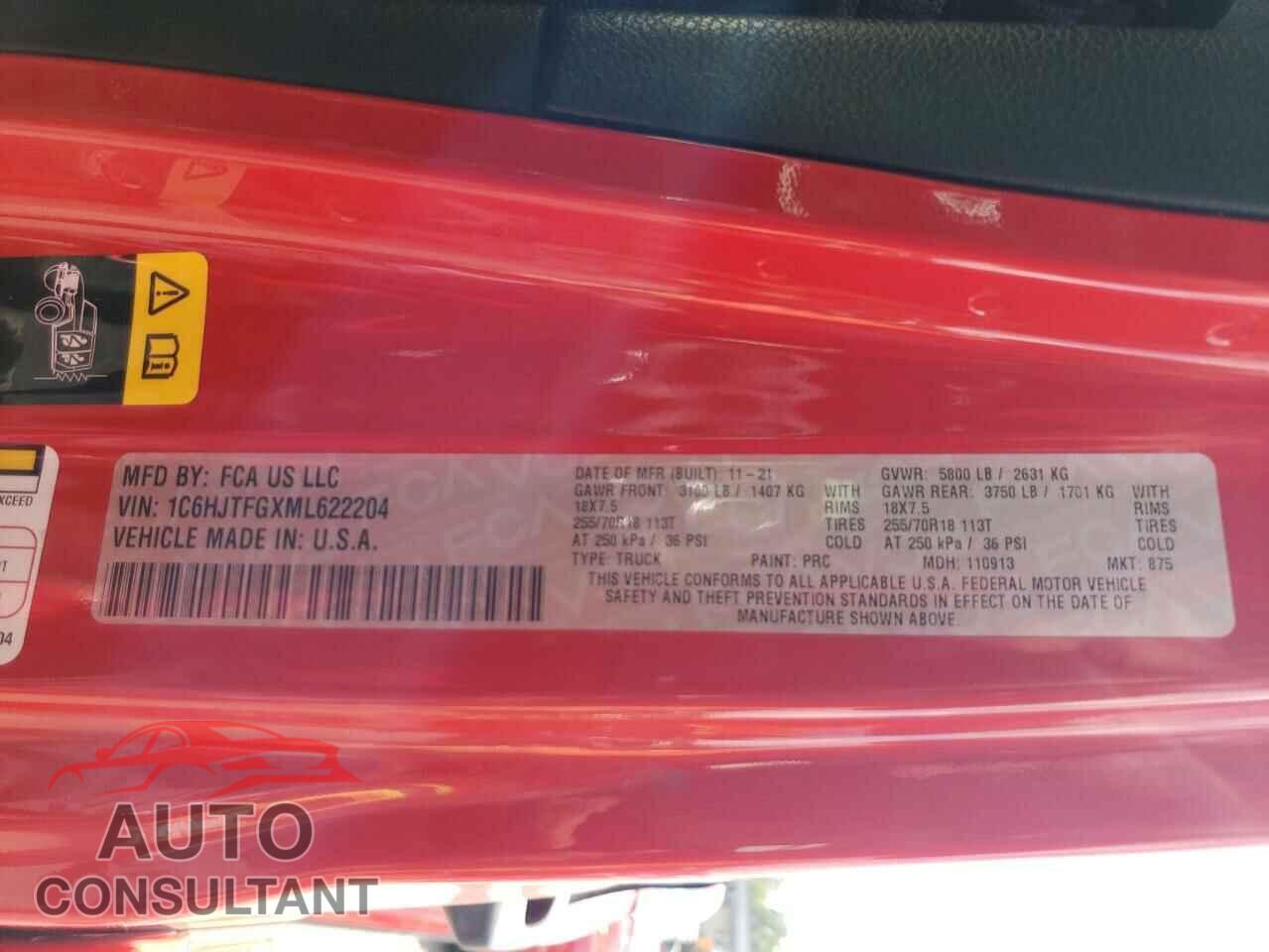JEEP GLADIATOR 2021 - 1C6HJTFGXML622204
