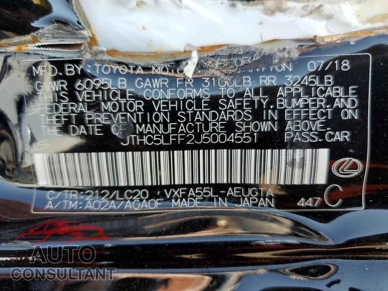 LEXUS LS500 2018 - JTHC5LFF2J5004551
