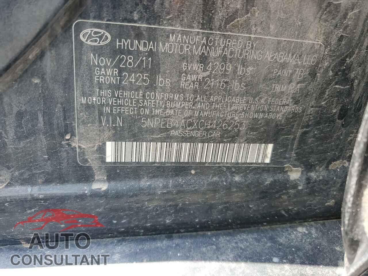 HYUNDAI SONATA 2012 - 5NPEB4ACXCH426253