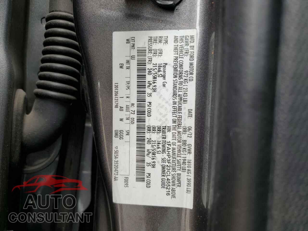 FORD FOCUS 2012 - 1FAHP3F23CL455216