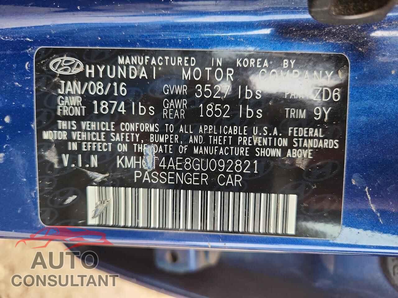 HYUNDAI ACCENT 2016 - KMHCT4AE8GU092821