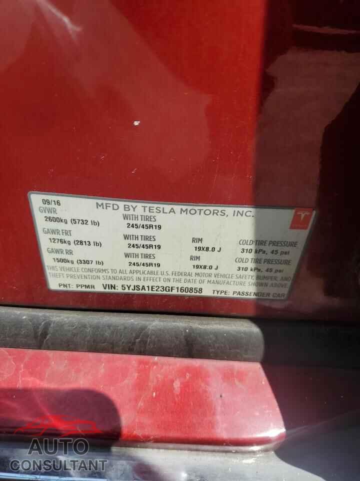 TESLA MODEL S 2016 - 5YJSA1E23GF160858