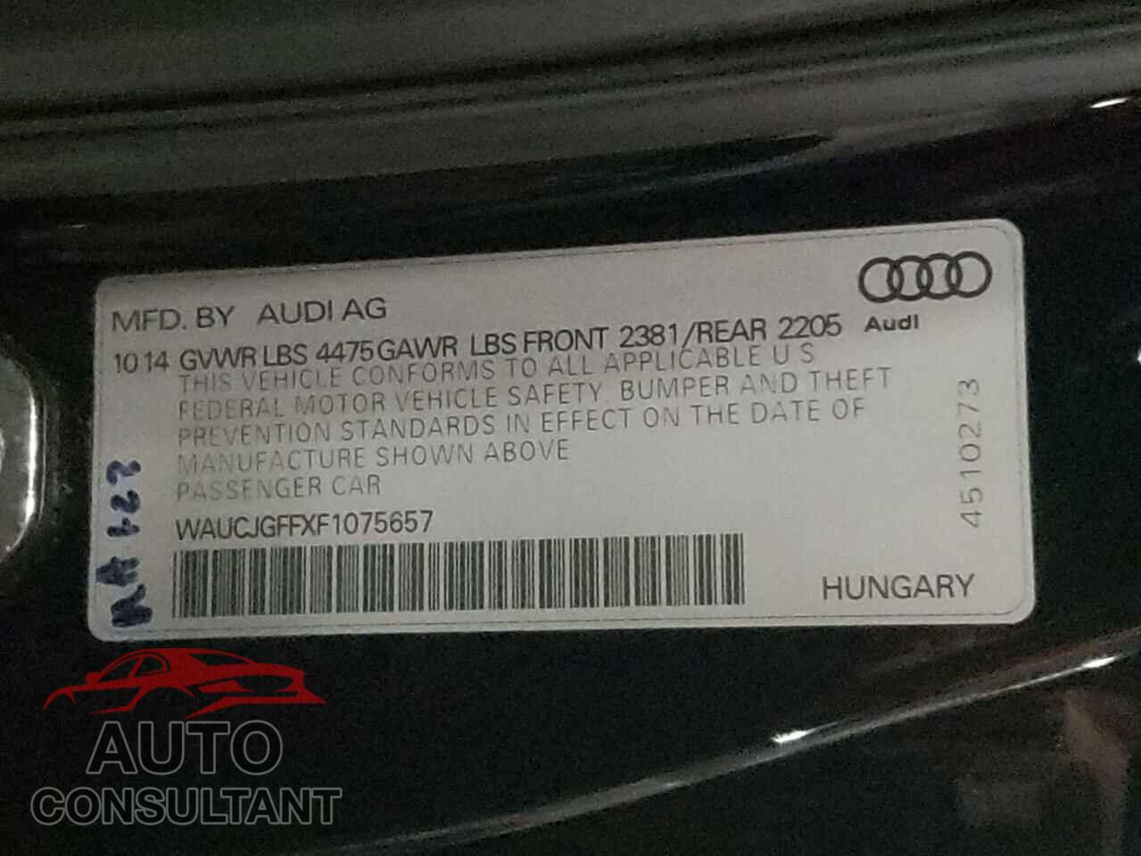 AUDI A3 2015 - WAUCJGFFXF1075657