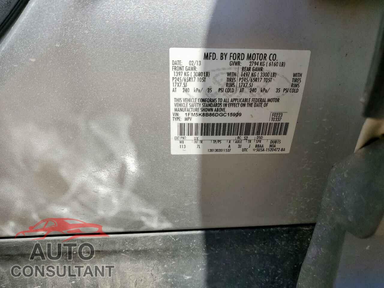 FORD EXPLORER 2013 - 1FM5K8B86DGC15909
