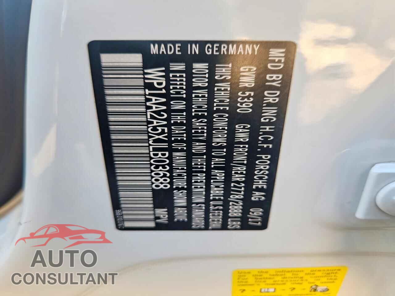 PORSCHE MACAN 2018 - WP1AA2A5XJLB03688