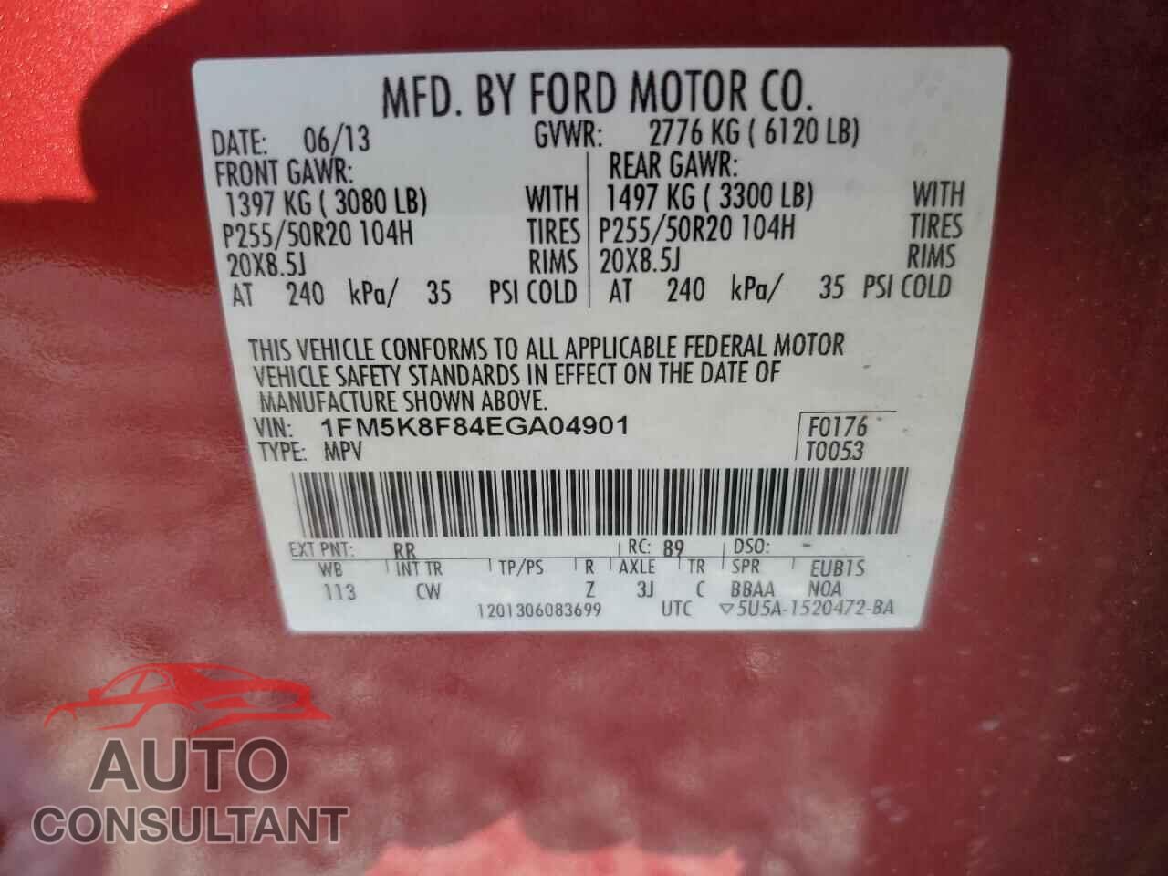 FORD EXPLORER 2014 - 1FM5K8F84EGA04901