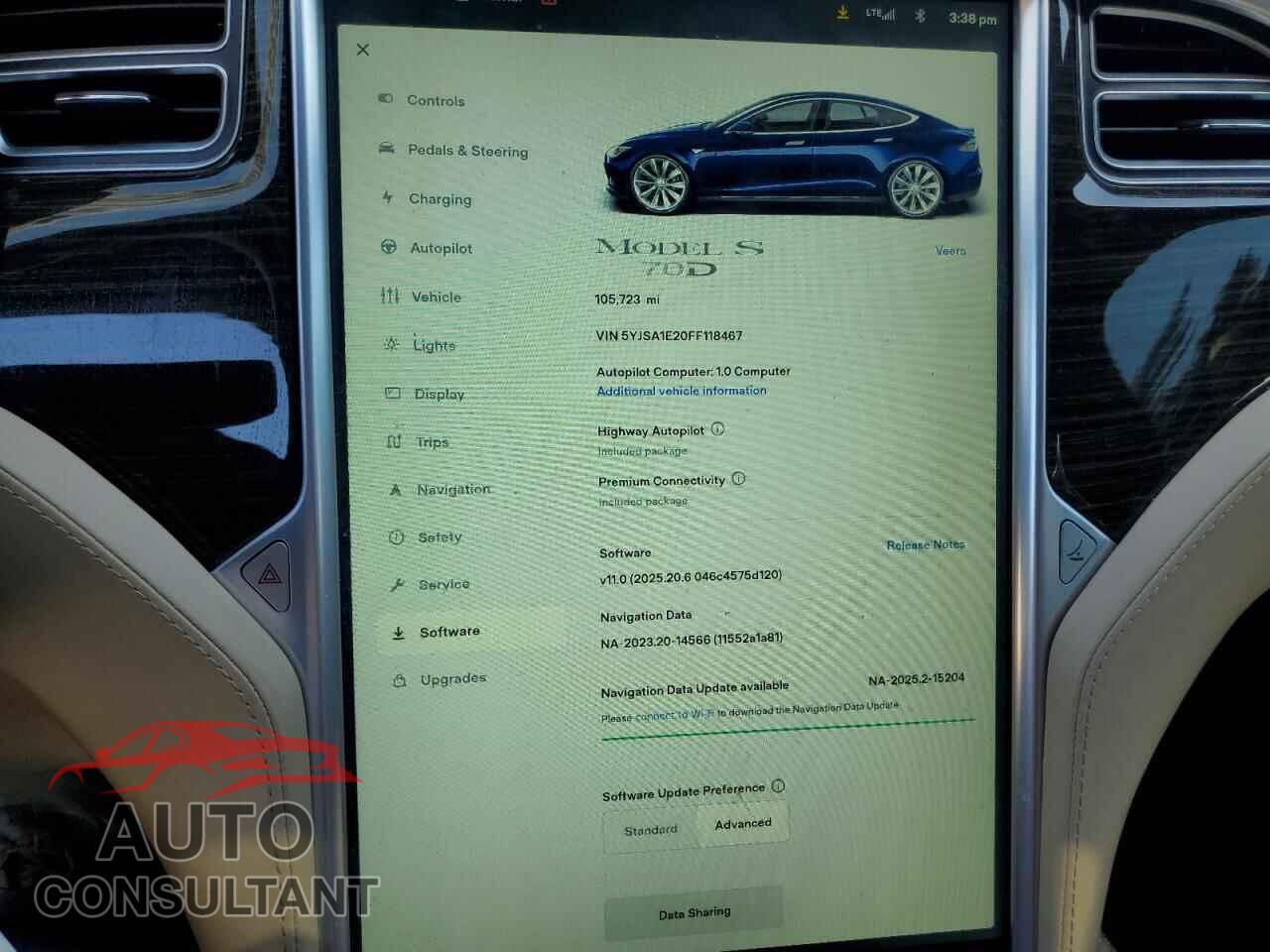 TESLA MODEL S 2015 - 5YJSA1E20FF118467