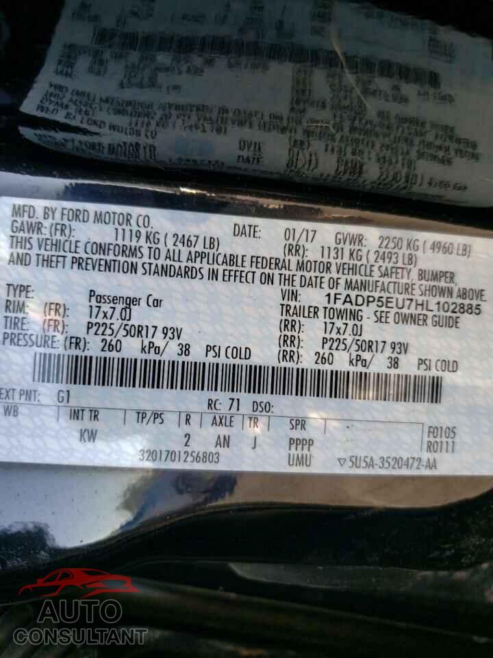 FORD CMAX 2017 - 1FADP5EU7HL102885