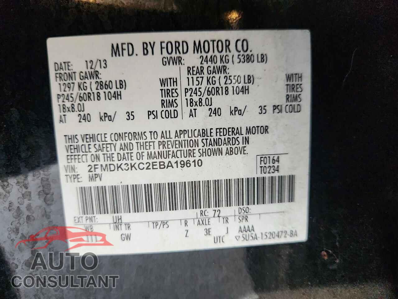 FORD EDGE 2014 - 2FMDK3KC2EBA19610