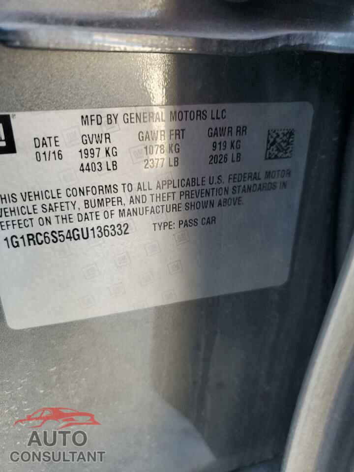 CHEVROLET VOLT 2016 - 1G1RC6S54GU136332