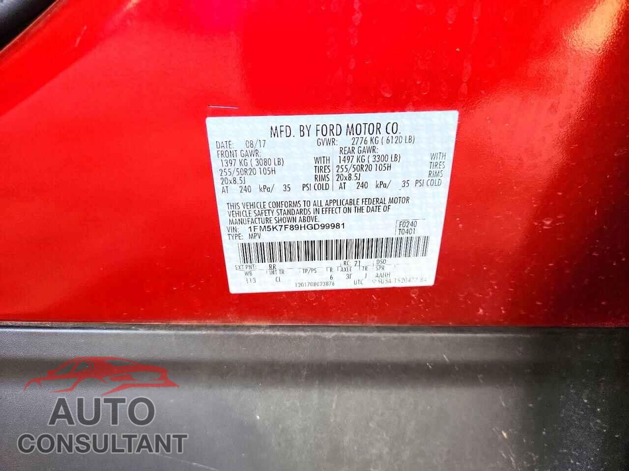 FORD EXPLORER 2017 - 1FM5K7F89HGD99981