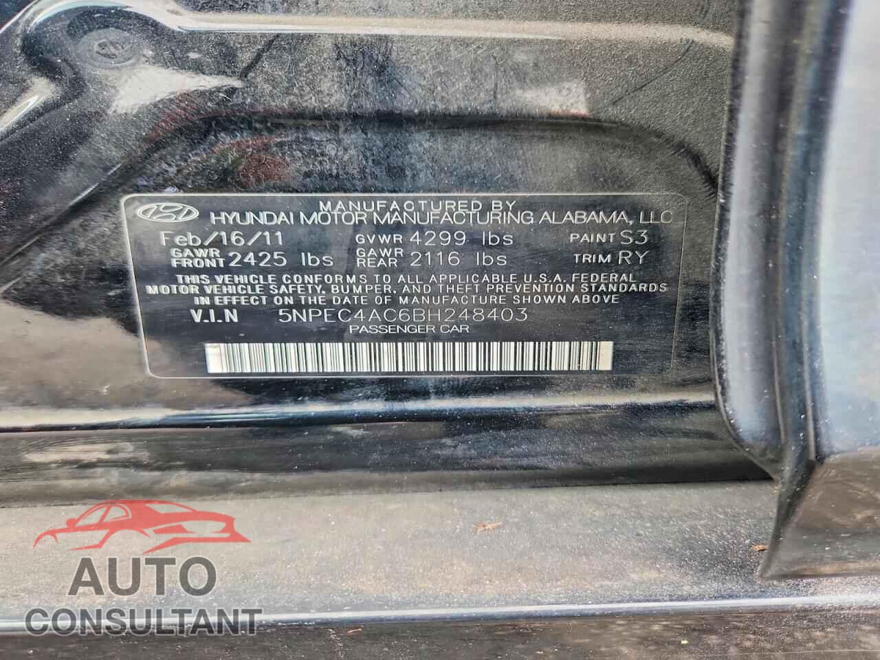 HYUNDAI SONATA 2011 - 5NPEC4AC6BH248403