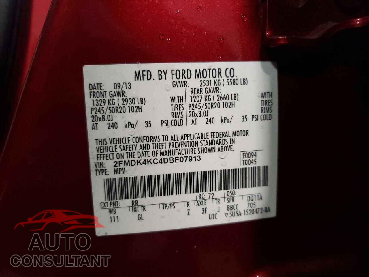 FORD EDGE 2013 - 2FMDK4KC4DBE07913