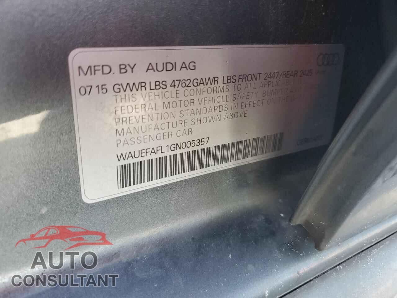 AUDI A4 2016 - WAUEFAFL1GN005357
