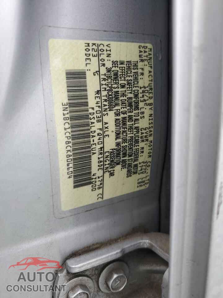 NISSAN VERSA 2012 - 3N1BC1CP8CK806604
