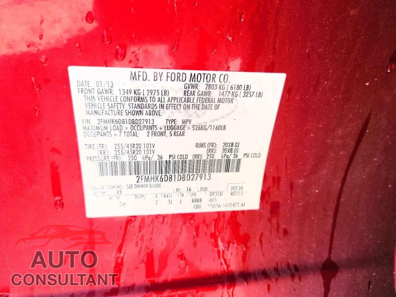FORD FLEX 2013 - 2FMHK6D81DBD27913
