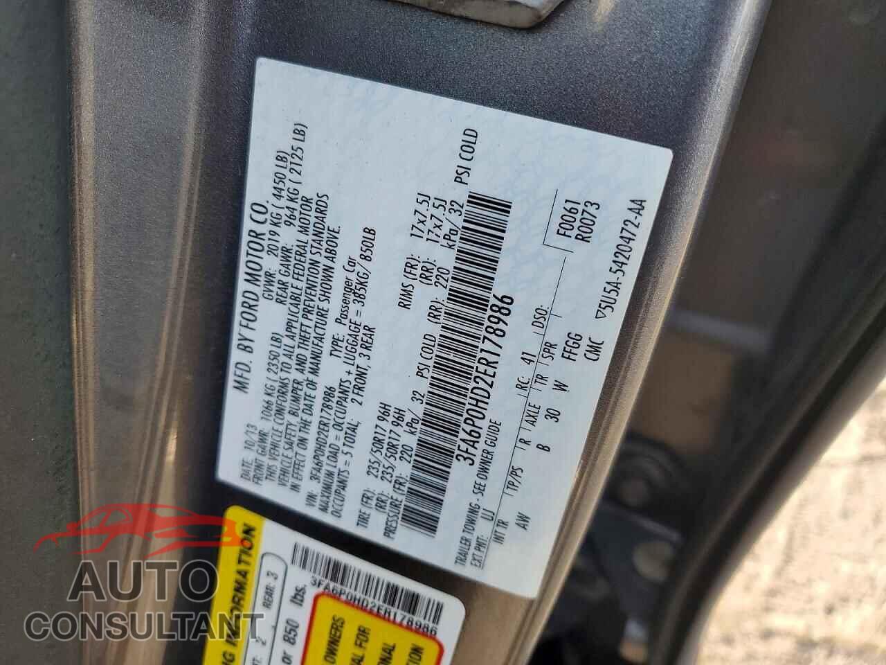 FORD FUSION 2014 - 3FA6P0HD2ER178986