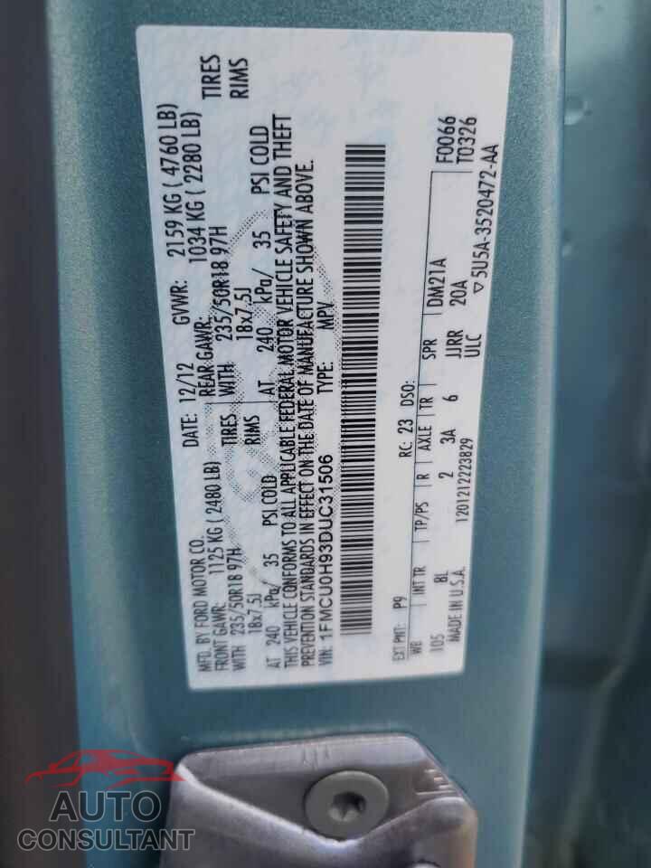 FORD ESCAPE 2013 - 1FMCU0H93DUC31506